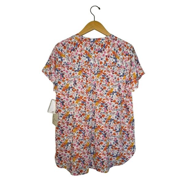 NWT Caffe Marrakesh Women's Floral Double Pocket Pintuck Short Sleeve Top Size M - Picture 3 of 9